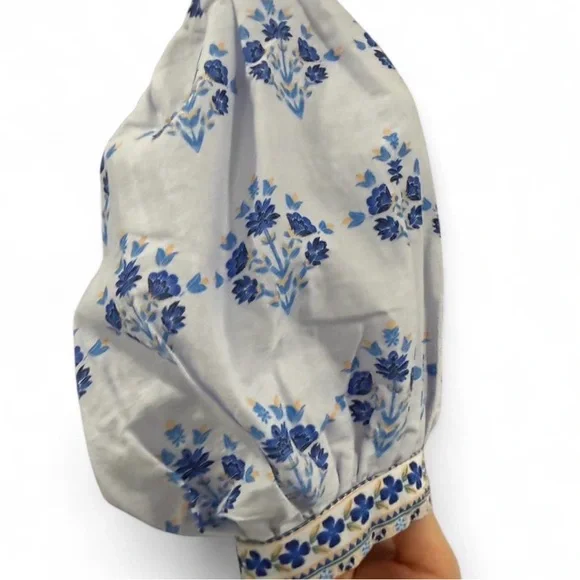 Blue and White Floral Kids Dress - Picture 3 of 8